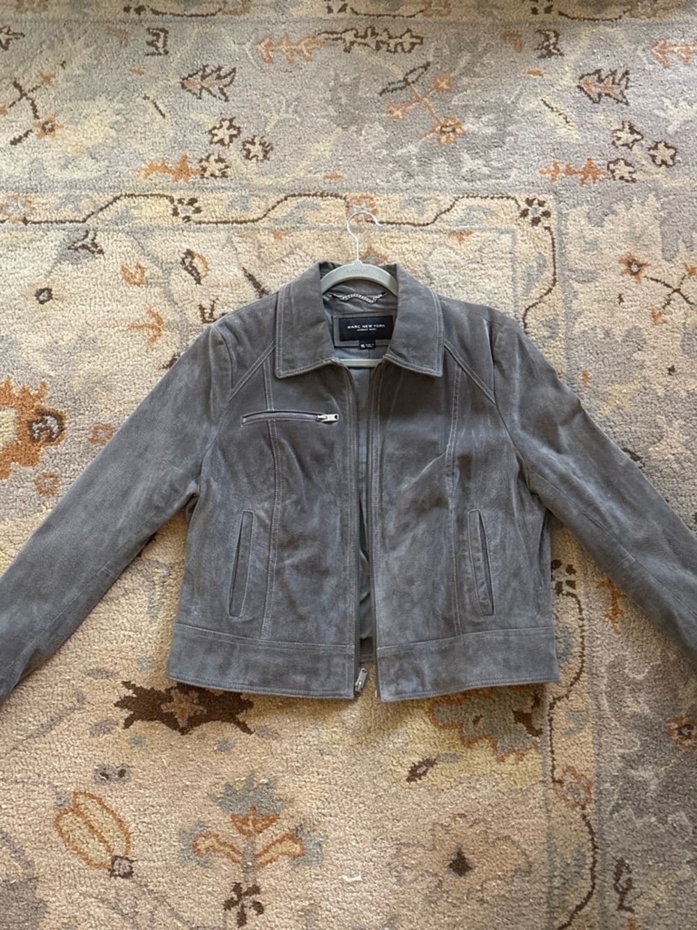 Marc New York Gray Suede Leather Jacket